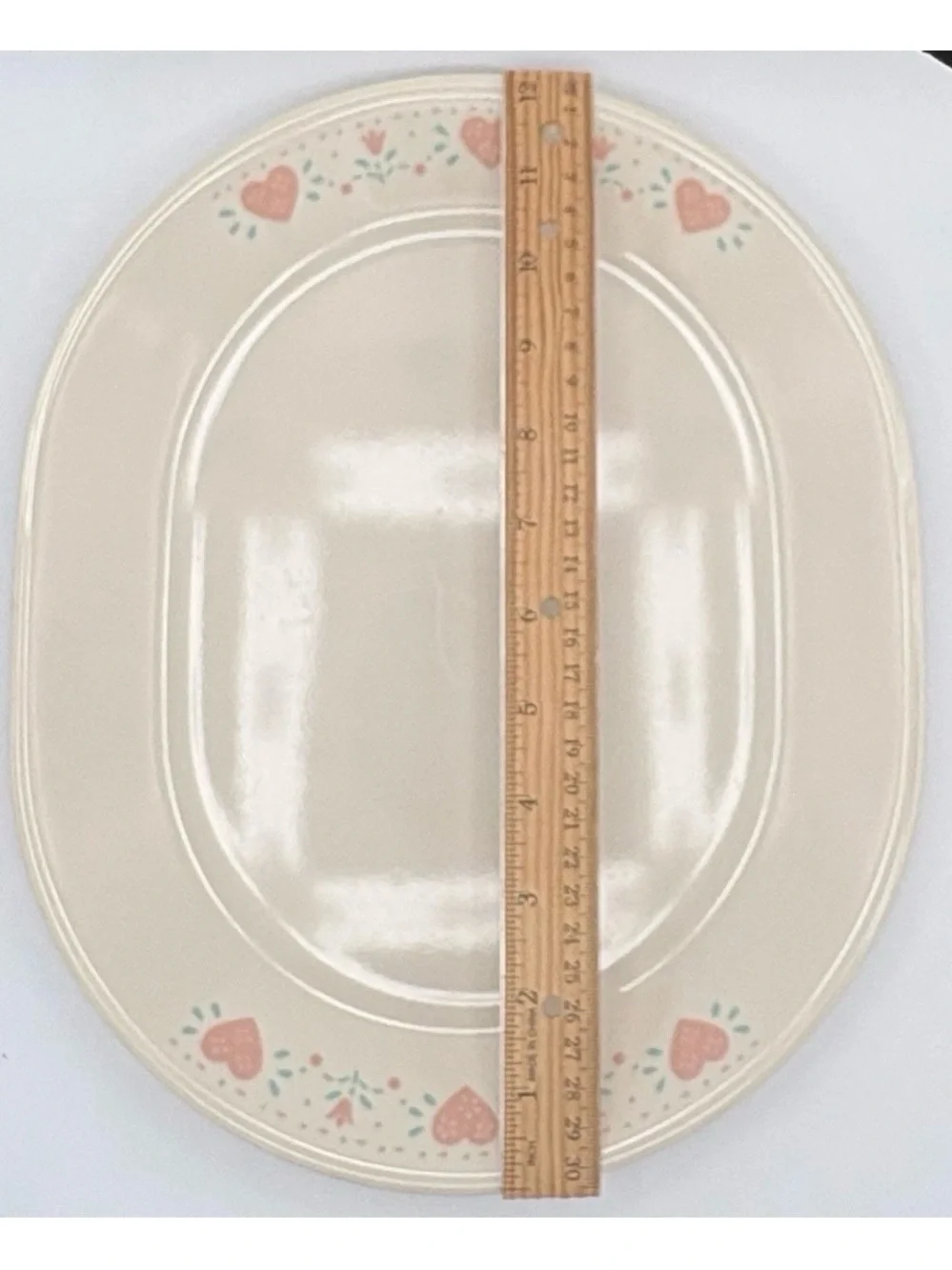 Vintage Corelle Forever Yours Oval Serving Platter Pink Hearts Country Cottage